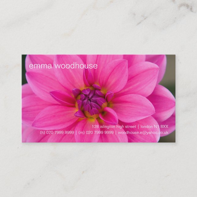 Dahlia • Carte de visite personnel (Devant)