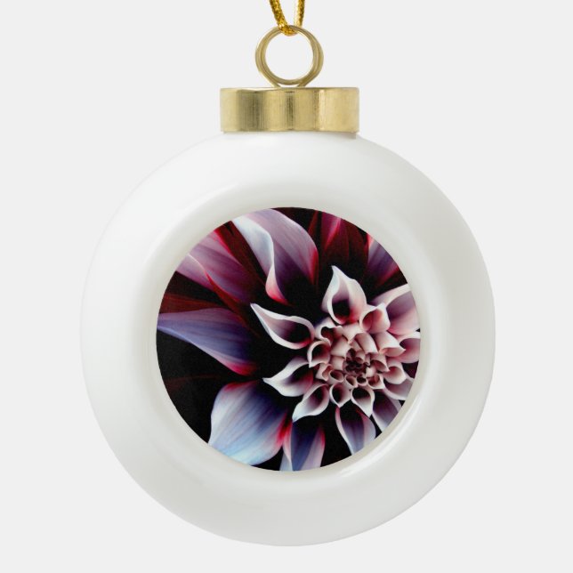 Dahlia Ceramic Ball Christmas Ornament (Front)