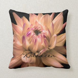 Dahlia Corona Flower Custom Name Throw Pillow