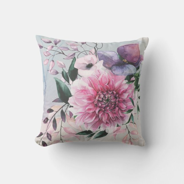 Dahlia Couleurs Cool Jardin Jeu Oreiller (Recto)