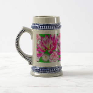 Dahlia, Dianthus and Bellis flowers banner Beer Stein