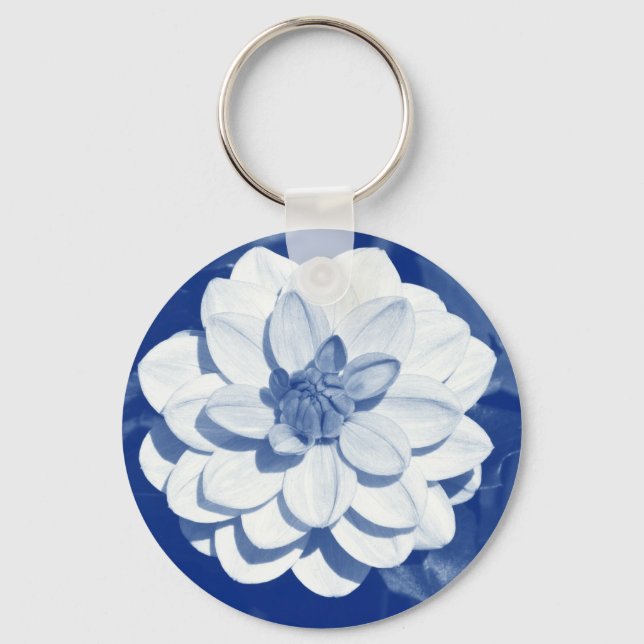 Dahlia - Digital Cyanotype Keychain (Front)