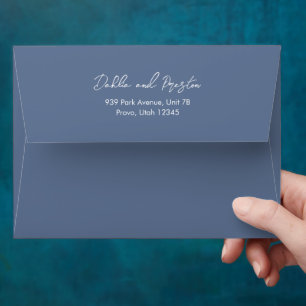 Dahlia Dusty Blue Contemporary Modern Wedding Envelope
