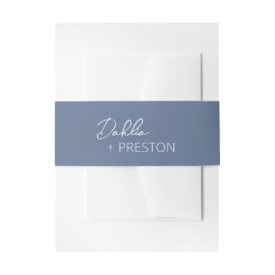 Dahlia Dusty Blue Contemporary Modern Wedding Invitation Belly Band