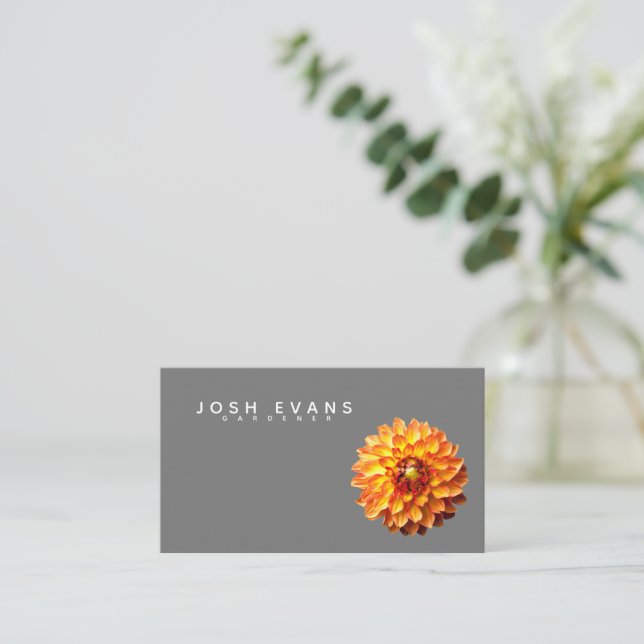 Dahlia Floral Minimalist US Business Card (Standing Front)
