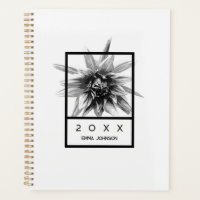 Dahlia Floral Personnalisé Noir et Blanc Moderne