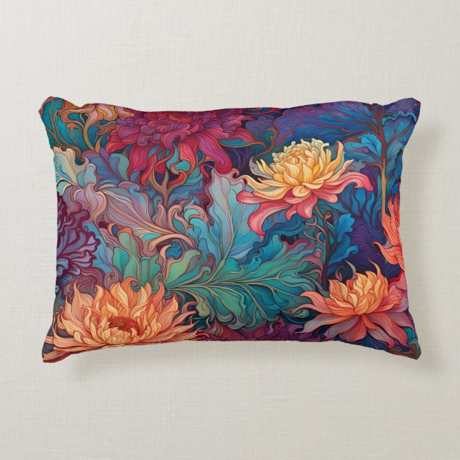 Dahlia Floral Tapestry Accent Pillow (Front)