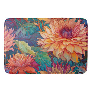 Dahlia Floral Tapestry Bath Mat