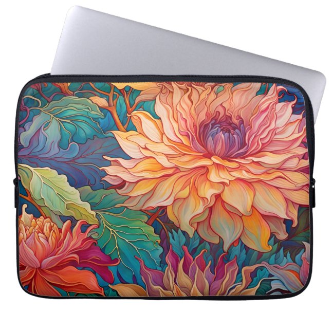 Dahlia Floral Tapestry Laptop Sleeve (Front)