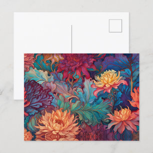 Dahlia Floral Tapestry Postcard