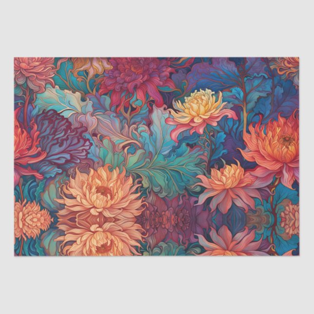 Dahlia Floral Tapestry Tissue Paper (Front)