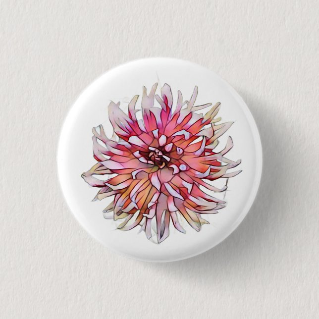 DAHLIA FLOWER 1 INCH ROUND BUTTON (Front)