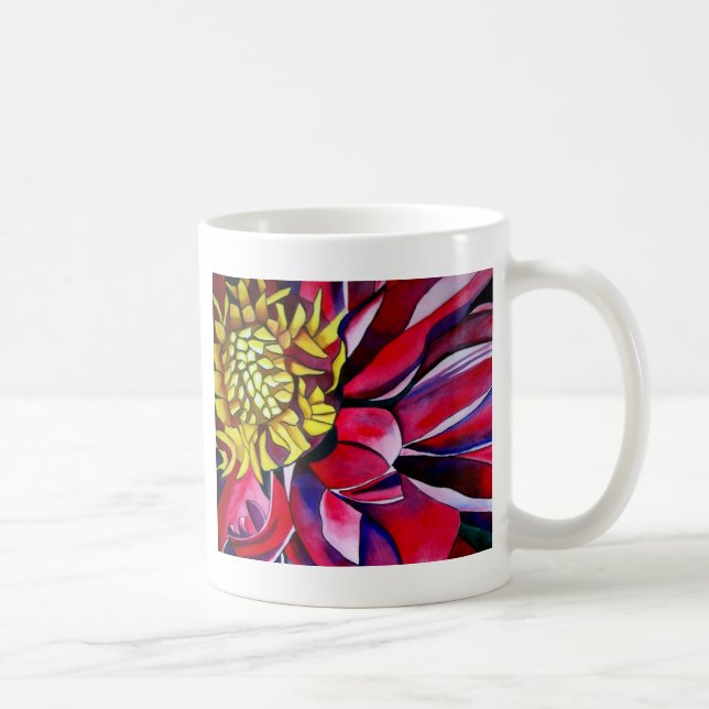 Dahlia flower abstract original flower art coffee mug (Right)