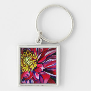 Dahlia flower abstract original flower art keychain