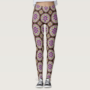 Dahlia Flower Abstract Pattern Leggings