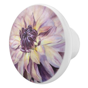 DAHLIA FLOWER CERAMIC KNOB