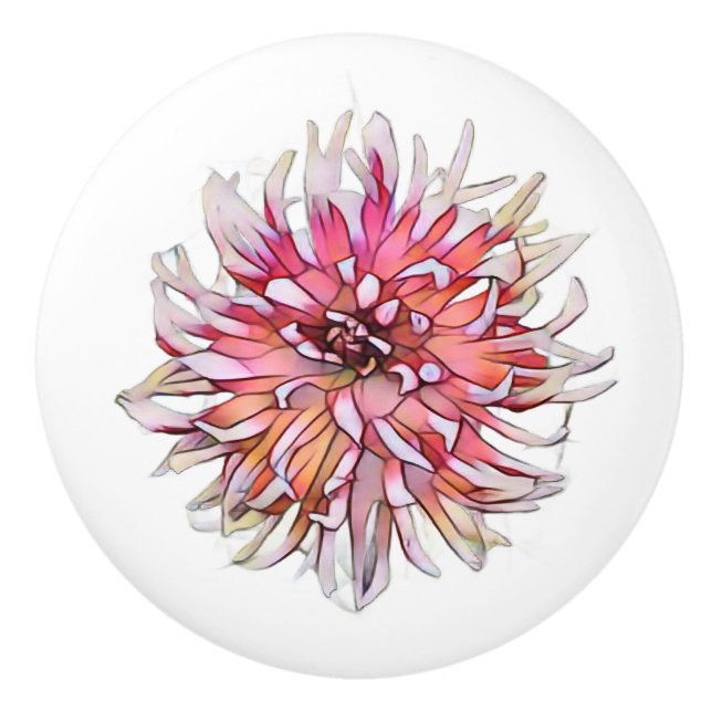 DAHLIA FLOWER CERAMIC KNOB (Front)