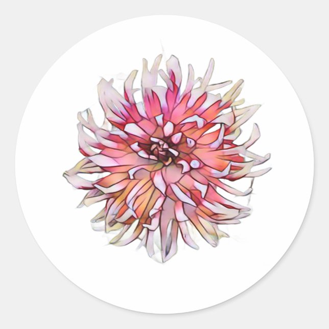 DAHLIA FLOWER CLASSIC ROUND STICKER (Front)