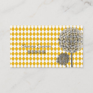 Dahlia Flower Harlequin Mustard Pattern Business Card