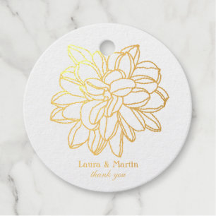 Dahlia flower head, modern simple design  favour tags
