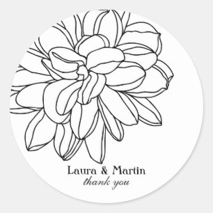 Dahlia flower head, modern simple design invitati classic round sticker