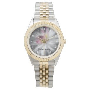 Dahlia Flower In Black And White Personalized Watch