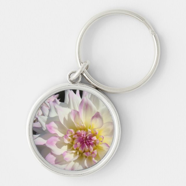 Dahlia Flower Keychain Add Your Test custom (Front)