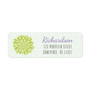 Dahlia Flower Lime Green Ikat Arrière - plan moder