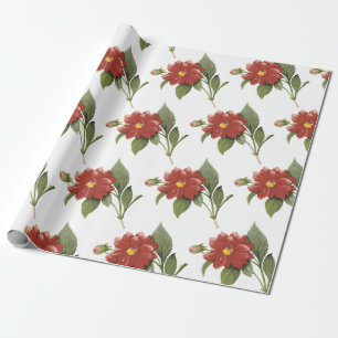 Dahlia Flower Pattern Wrapping Paper