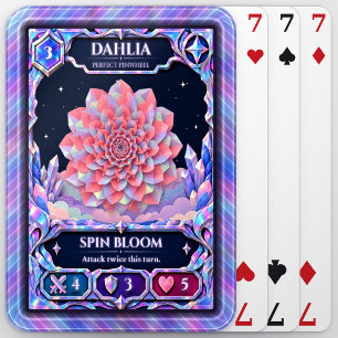 Dahlia Flower, Rainbow Foil Art Playing Cards