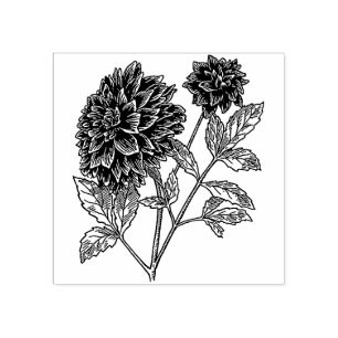 Dahlia Flower   Rubber Stamp