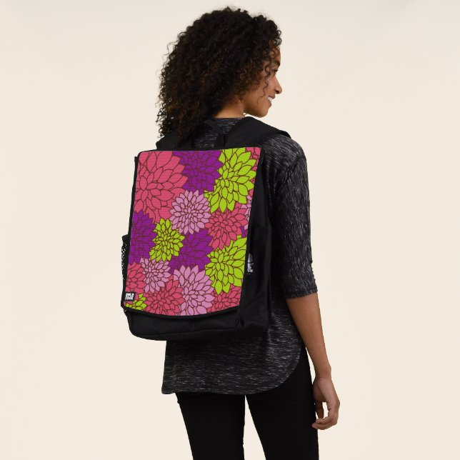 Dahlia Flowers, Colourful Flowers, Floral Pattern Backpack (Worn)