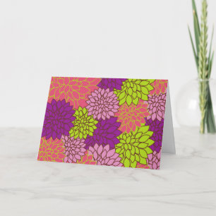 Dahlia Flowers, Colourful Flowers, Floral Pattern Card