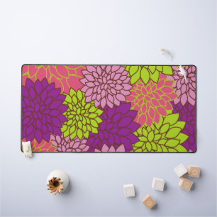 Dahlia Flowers, Colourful Flowers, Floral Pattern Desk Mat