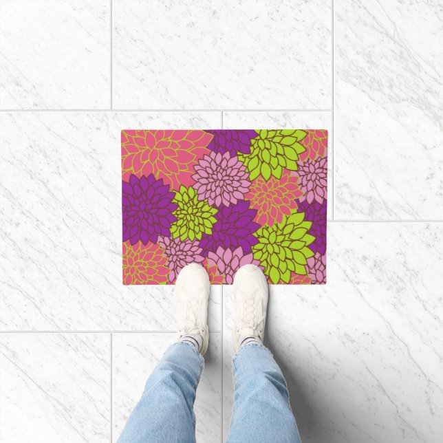 Dahlia Flowers, Colourful Flowers, Floral Pattern Doormat (Indoor)