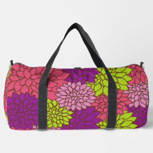 Dahlia Flowers, Colourful Flowers, Floral Pattern Duffle Bag