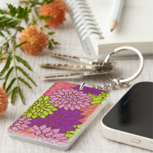 Dahlia Flowers, Colourful Flowers, Floral Pattern Keychain