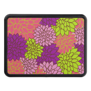 Dahlia Flowers, Colourful Flowers, Floral Pattern Trailer Hitch Cover