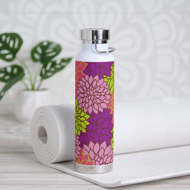 Dahlia Flowers, Colourful Flowers, Floral Pattern Water Bottle (Yoga)