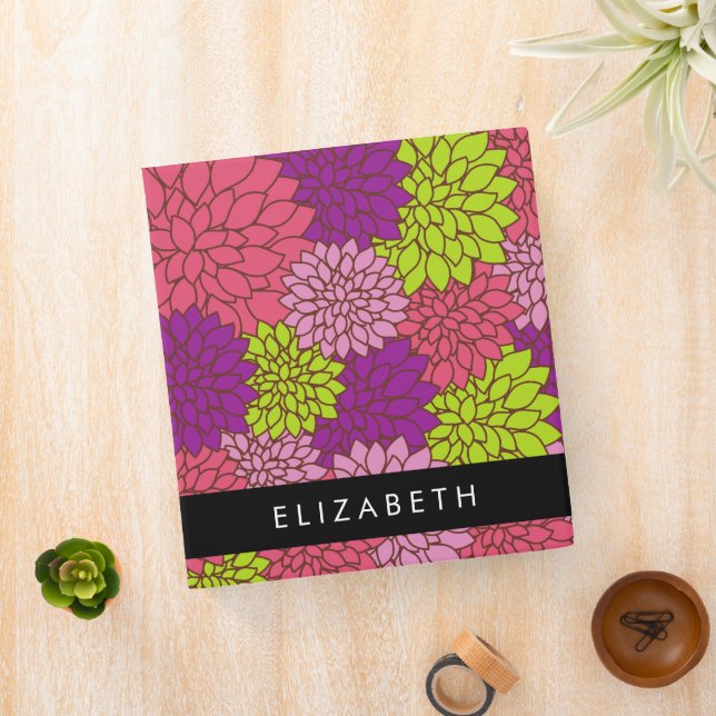 Dahlia Flowers, Colourful Flowers, Your Name Binder (In Situ)