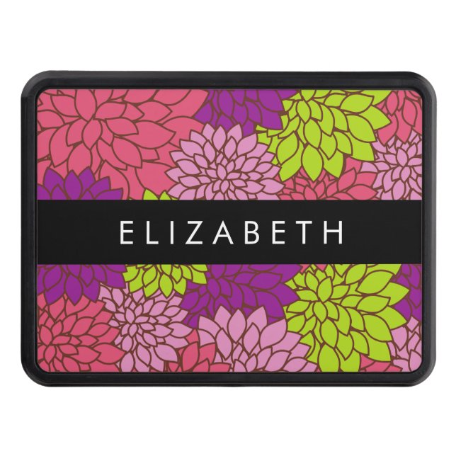 Dahlia Flowers, Colourful Flowers, Your Name Trailer Hitch Cover (Front)