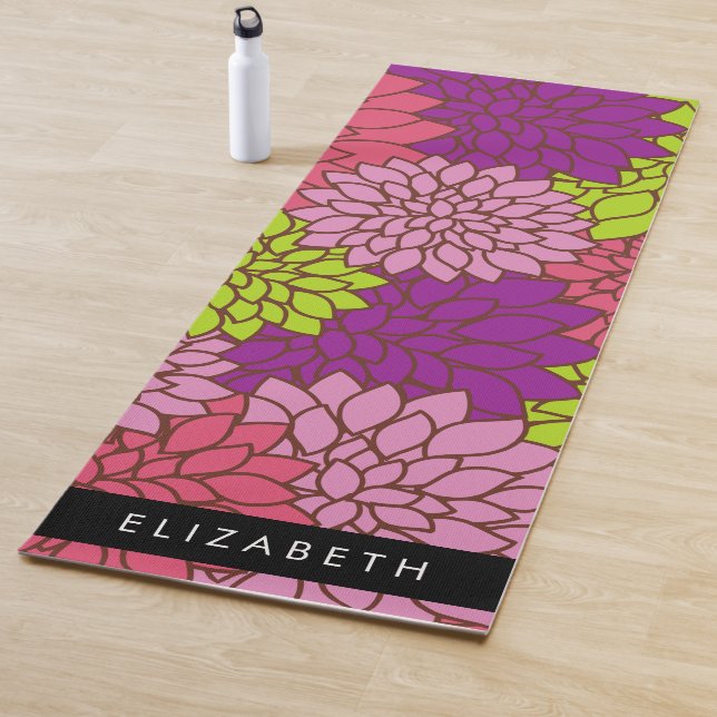 Dahlia Flowers, Colourful Flowers, Your Name Yoga Mat (In Situ)