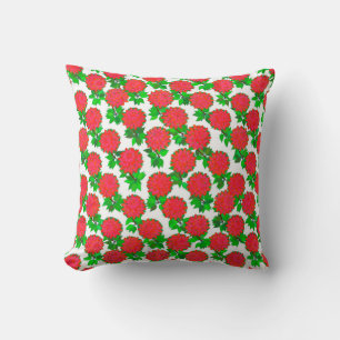 Dahlia flowers in deep red throw pillow