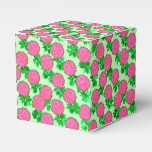 Dahlia flowers in fuchsia pink favor box