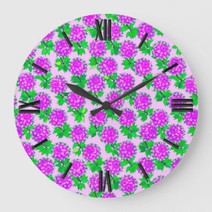 Dahlia flowers in violet and orchid large clock