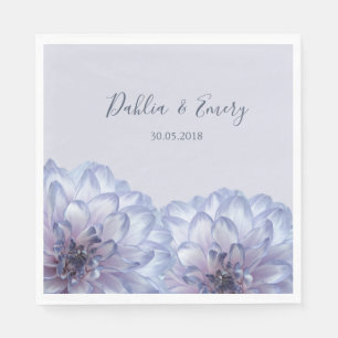 Dahlia flowers lilac blue lavender floral wedding napkin