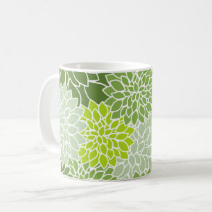 Dahlia Flowers, Pattern Of Flowers, Green Dahlia Coffee Mug