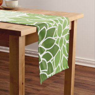Dahlia Flowers, Pattern Of Flowers, Green Dahlia Medium Table Runner