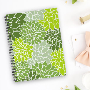 Dahlia Flowers, Pattern Of Flowers, Green Dahlia Notebook