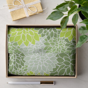 Dahlia Flowers, Pattern Of Flowers, Green Dahlia Tissue Paper